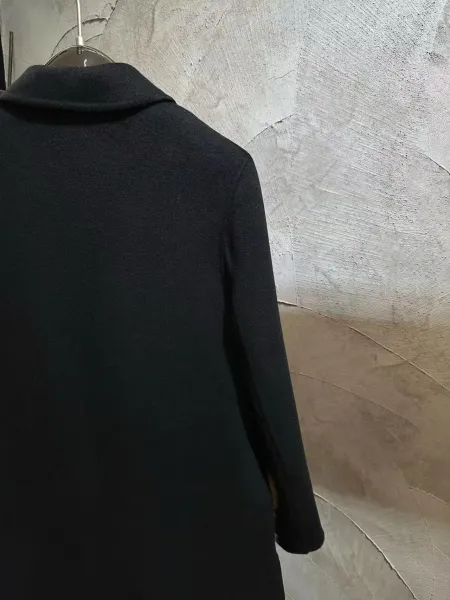 Fendi FF Logo Fur-Trimmed Wool Coat Black Outerwear.coat - 9