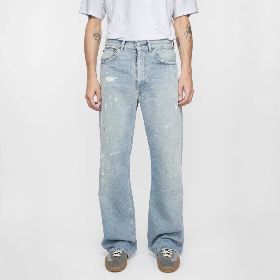 Levi's 501 Paint-Splatter Washed Light Blue Jeans