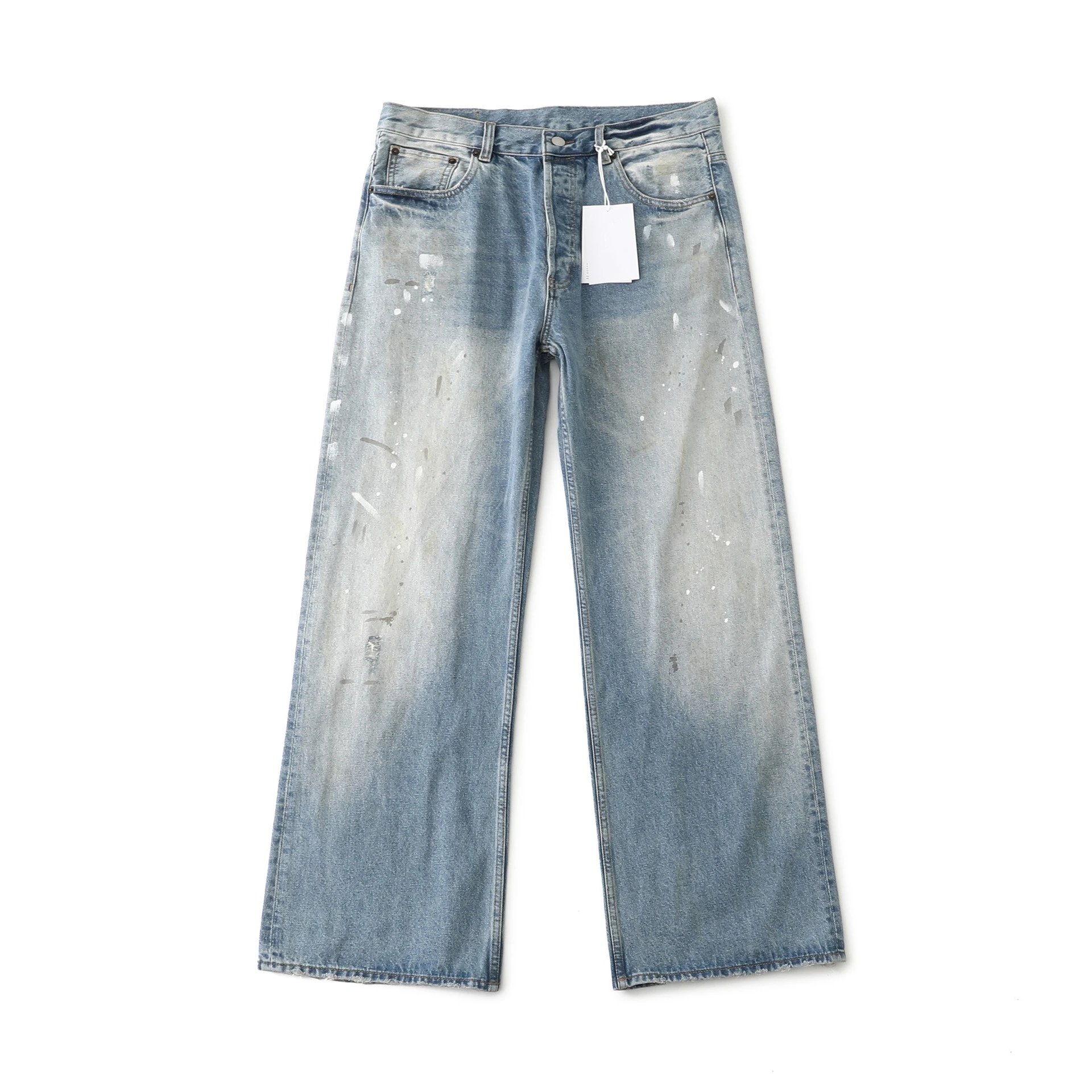 Levi's 501 Paint-Splatter Washed Light Blue Jeans - 4