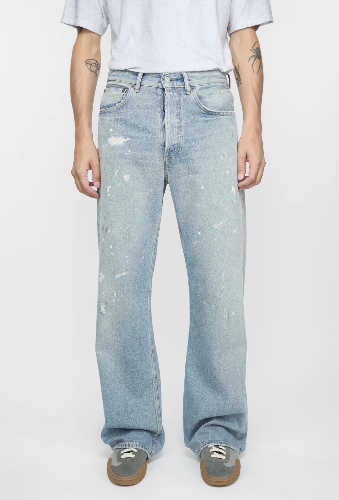 Levi's 501 Paint-Splatter Washed Light Blue Jeans - 7