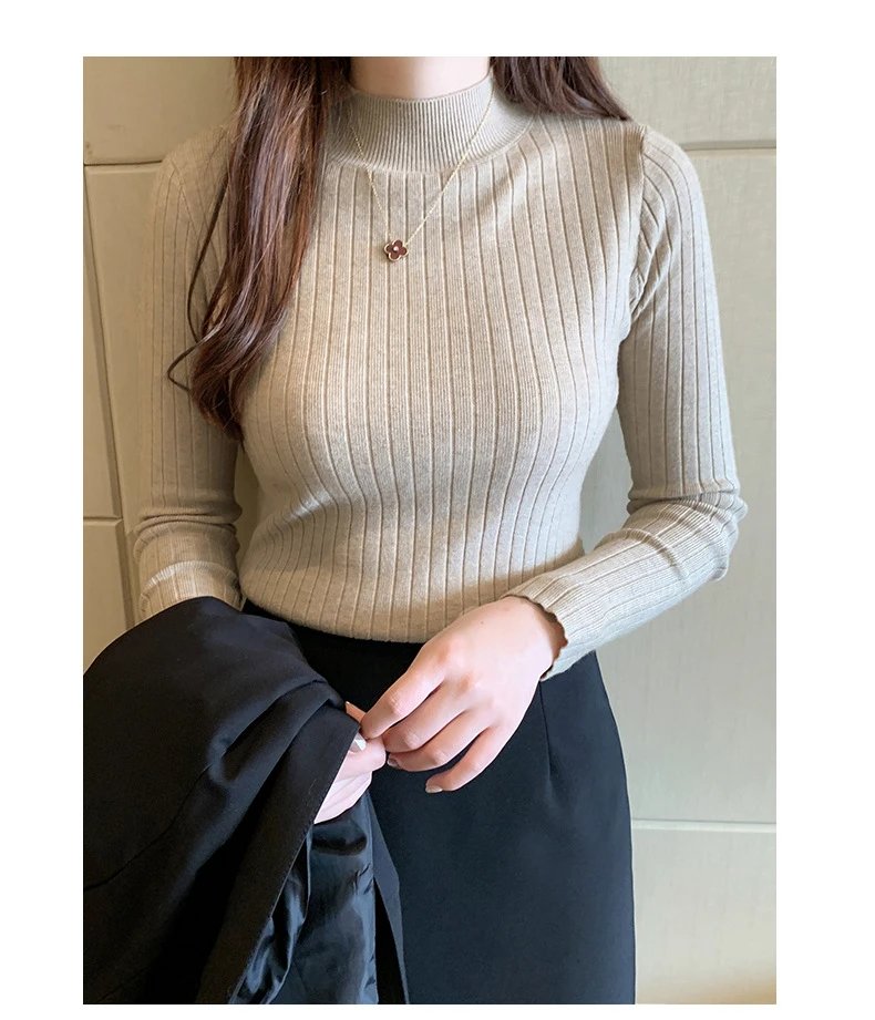 Design Ribbed Turtleneck Sweater Olive Green - 5