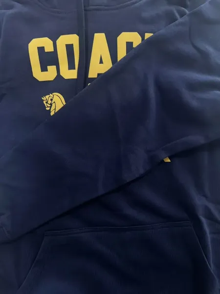 Coach Collegiate Hoodie Navy with Yellow Logo - 2