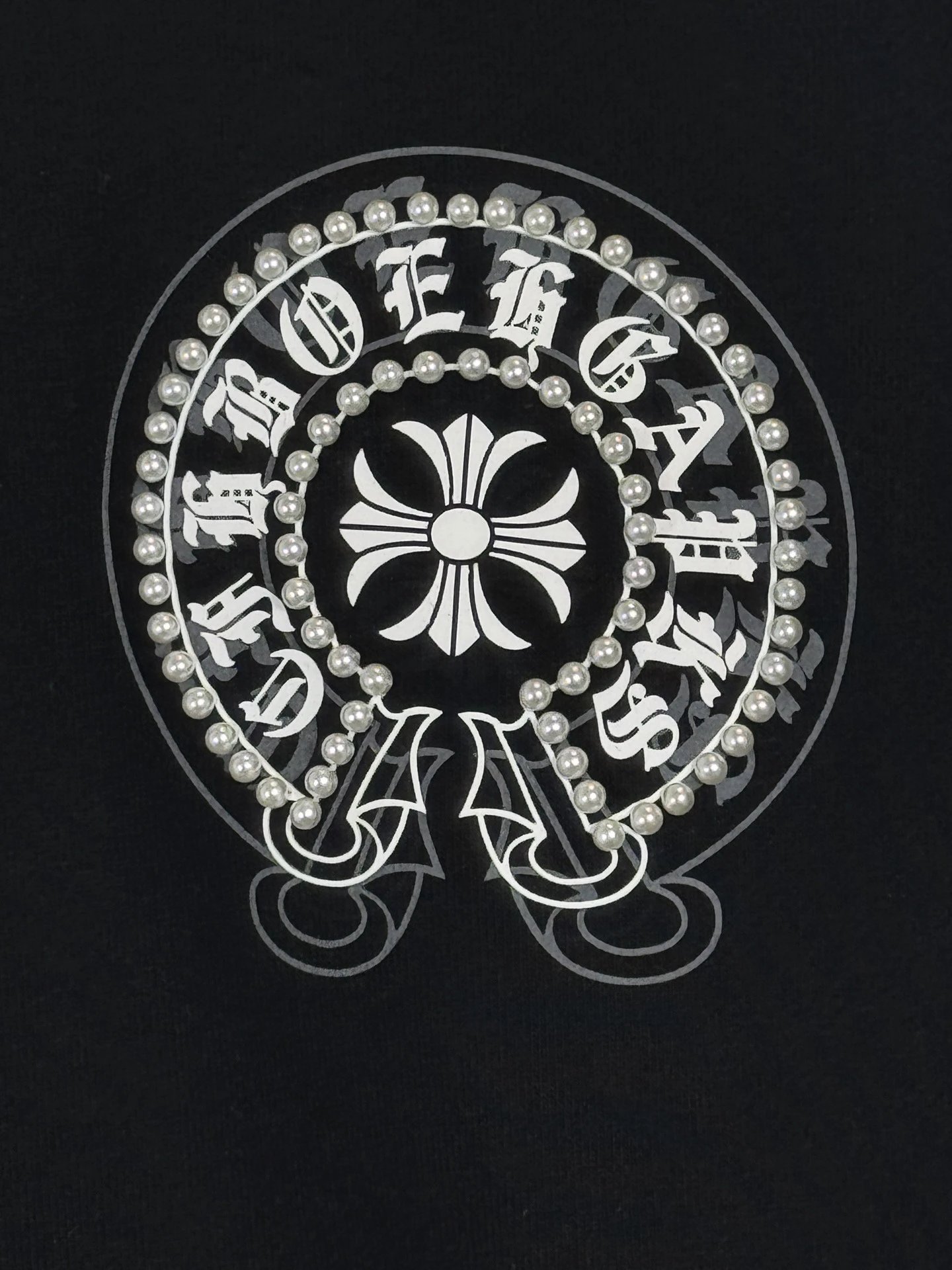 Design Pearl-Embellished Gothic Logo Hoodie White - 9