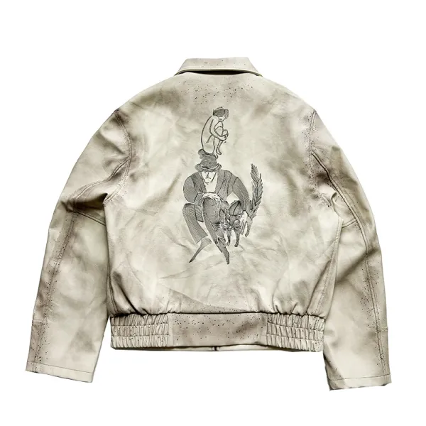 Enfants Riches Déprimés Paint-Splatter Leather Jacket Beige Outerwear - 20