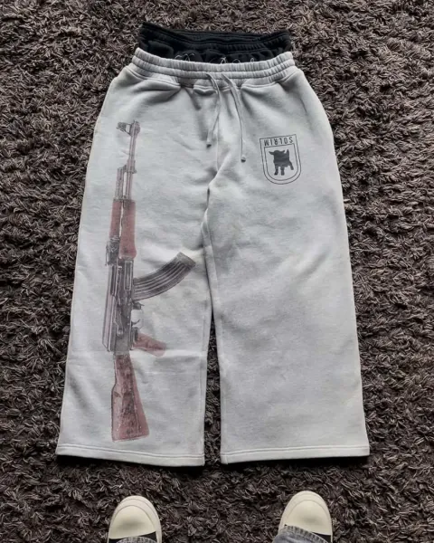 Design Solrim AK-47 Print Sweatpants Gray Sweatpants - 1