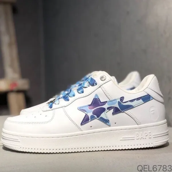 A Bathing Ape Bape Sta Low White Gray Black Sneakers - 4