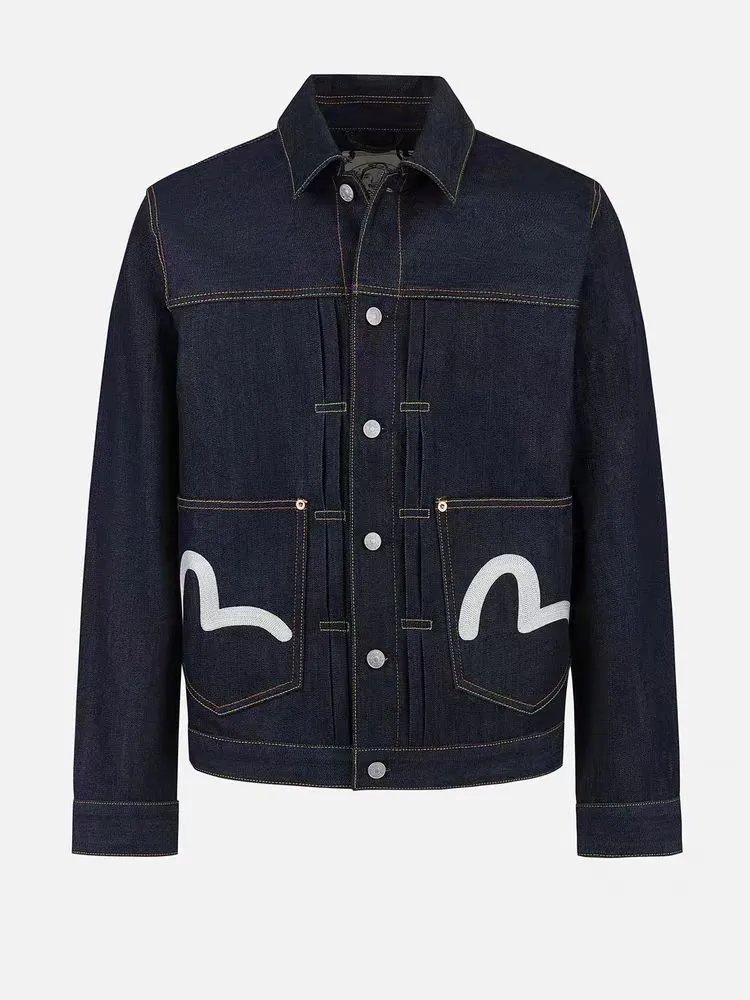 Evisu Denim Embroidered Back Print Jacket Dark Indigo Denim Jacket - 3