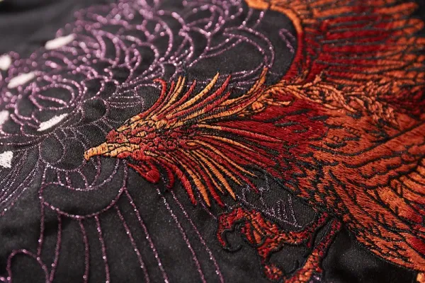 Design Dragon and Tiger Embroidered Satin Bomber Jacket Red Black Outerwear.jacket - 17
