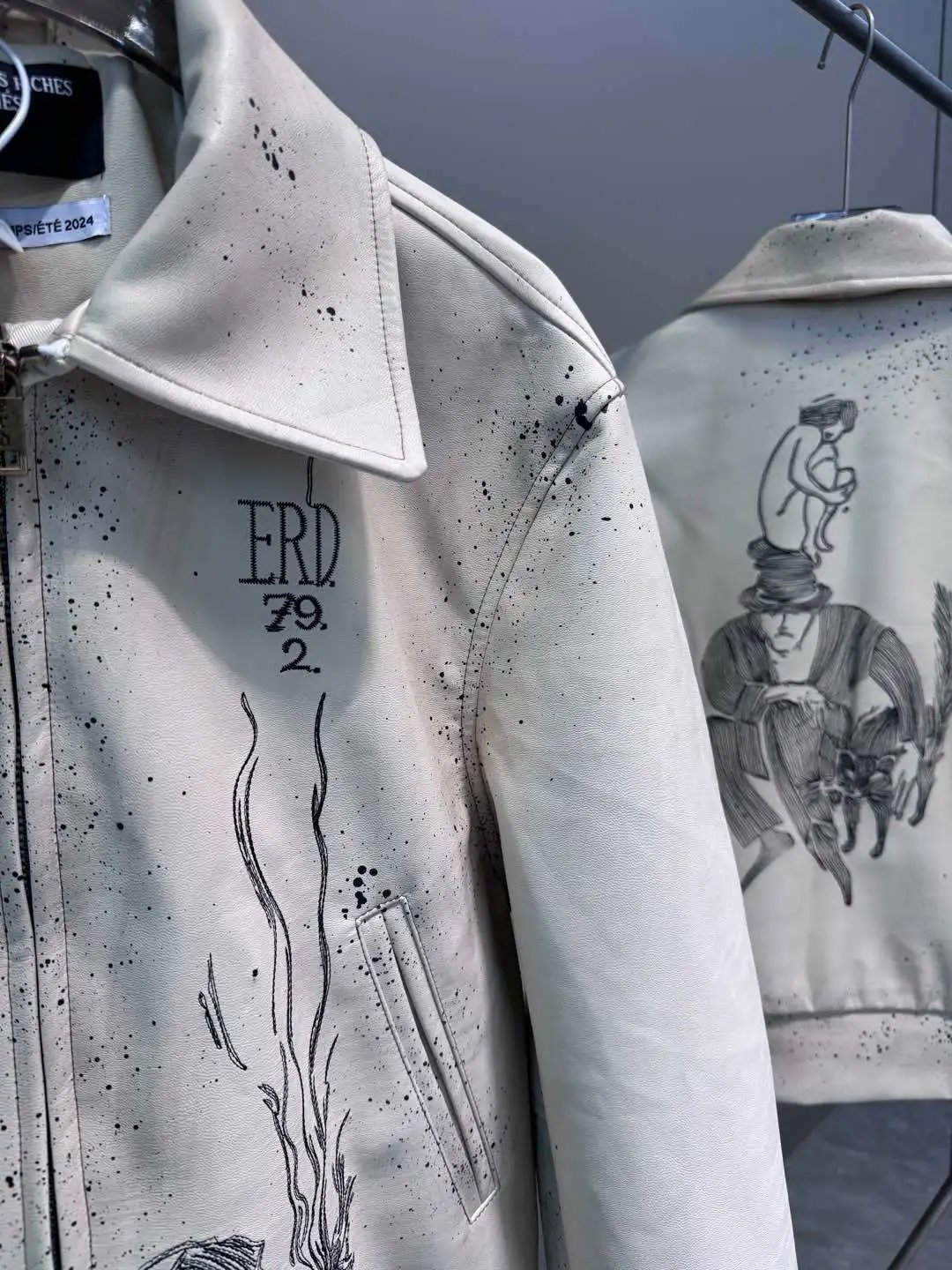 Enfants Riches Déprimés Paint-Splattered Leather Jacket White - 10