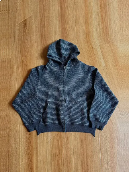 Design JERSEY Striped Zip-Up Hoodie Gray Hoodie - 6