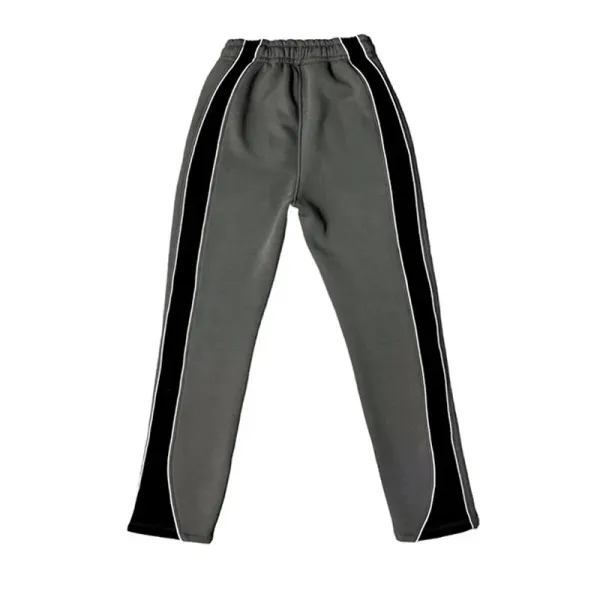 Design Track Pants Gray Black Stripe Sweatpants - 5
