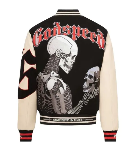 Godspeed Skeleton Varsity Jacket Black Cream Outerwear - 8