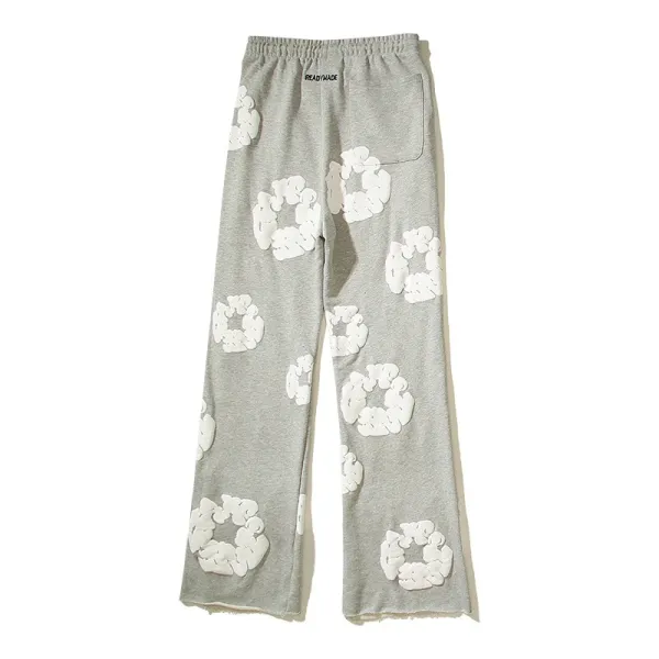 Design Scrunchie-Print Wide-Leg Sweatpants Gray - 13