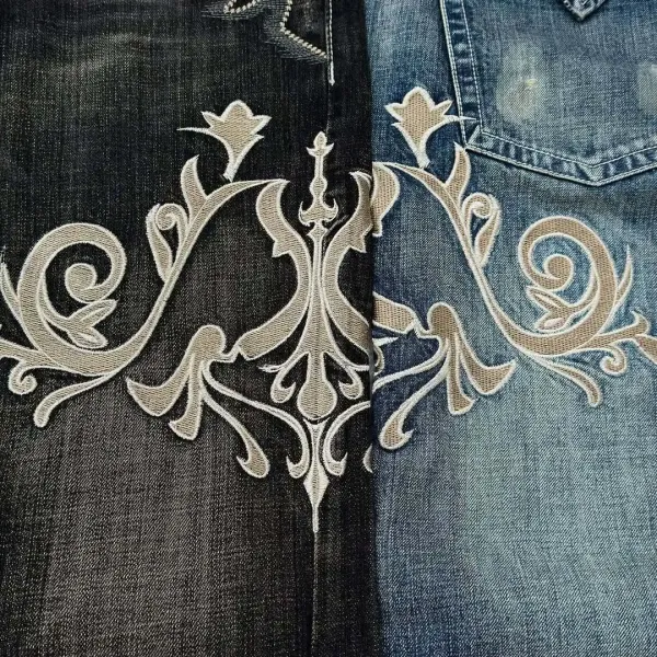 Design Flared Jeans with Embroidered Floral Motif and Chain Detail - 13