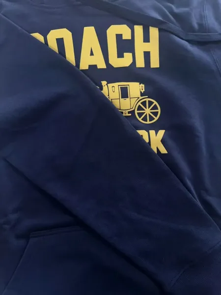 Coach Collegiate Hoodie Navy with Yellow Logo - 3