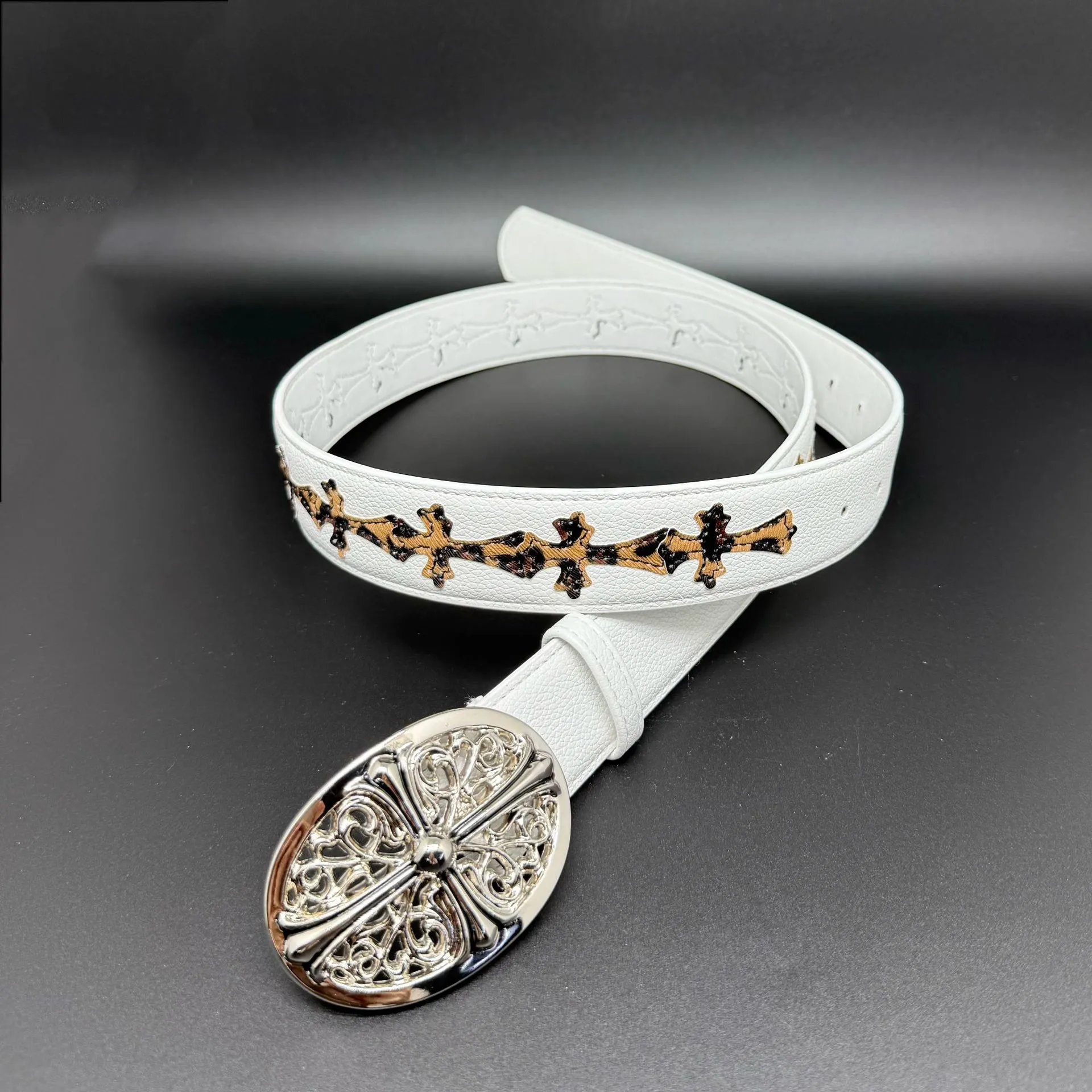 Chrome Hearts Cross-Embellished Turquoise Leather Belt - 5