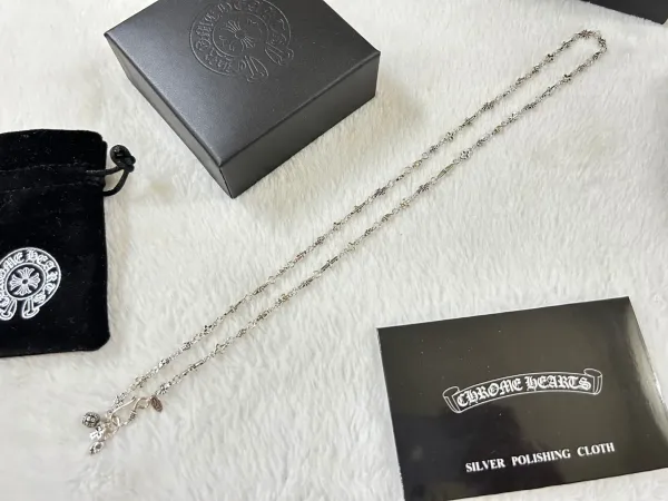 Chrome Hearts Cross Skull Charm Necklace Silver Jewelry - 8