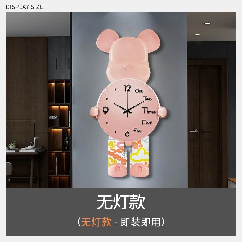Design Bear-Shape Wall Clock Pink Multicolor Watches
