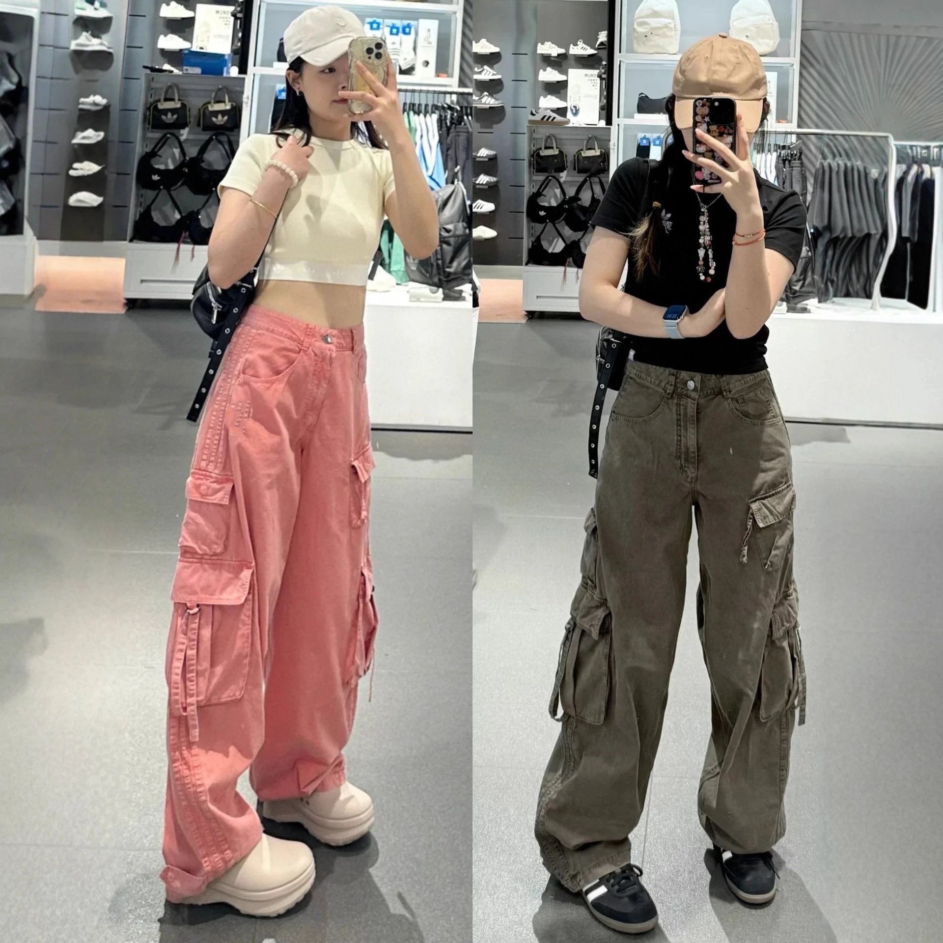 Adidas Originals Cargo Pants Pink and Army Green