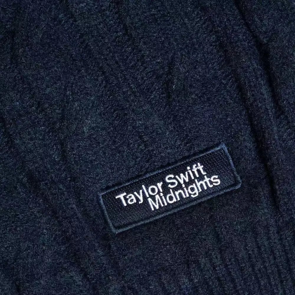 Design Taylor Swift Midnights Star Embroidered Cable Knit Cardigan Black Cardigan - 4