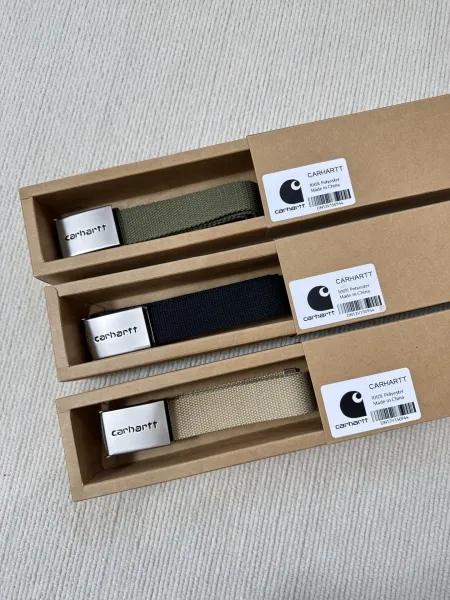 Carhartt Work In Progress Webbing Belt Beige / Black / Army Green Canvas Belt - 6