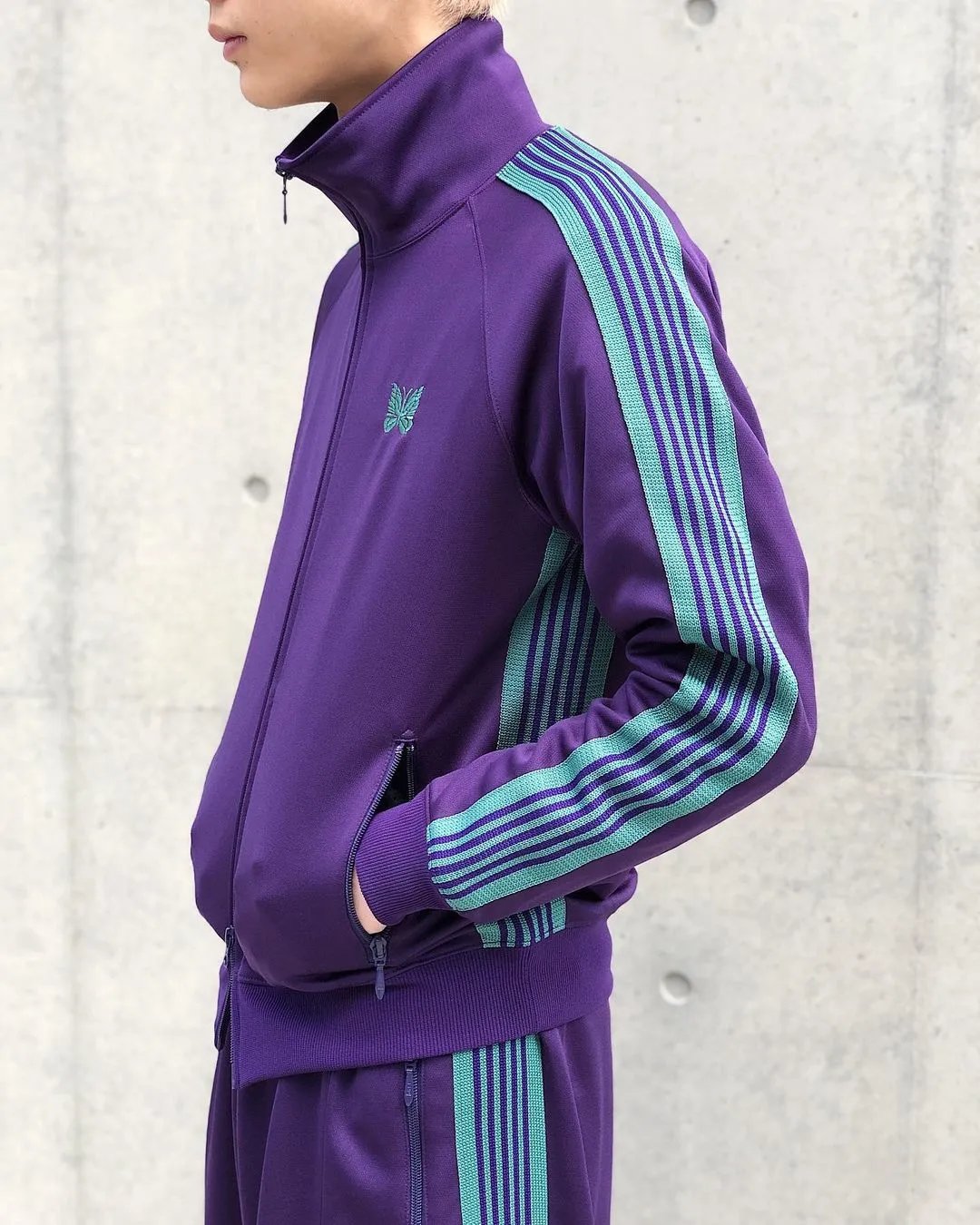 Needles Track Jacket Purple with Mint Stripes Tracksuit