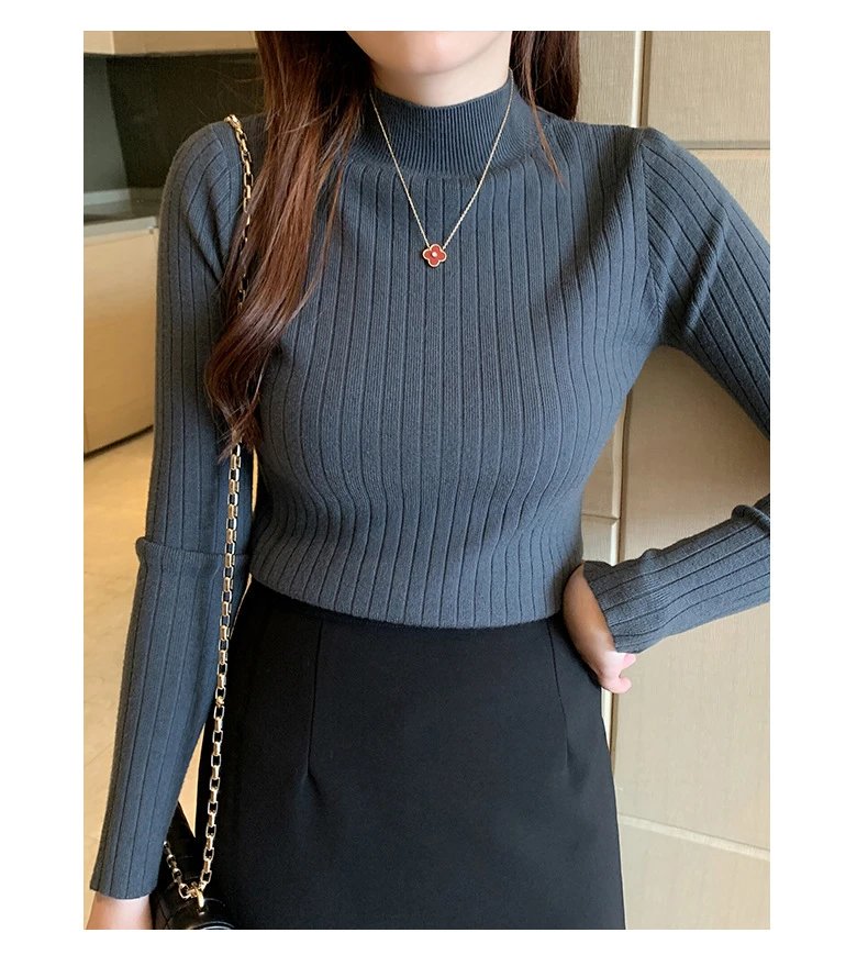 Design Ribbed Turtleneck Sweater Olive Green - 23