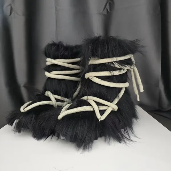 Design Fur Wrap Boots White Ankle Boots - 31