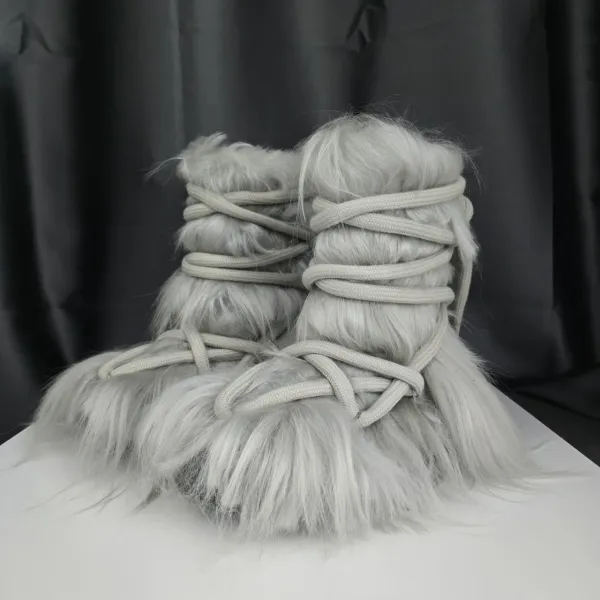 Design Fur Wrap Boots White Ankle Boots - 9