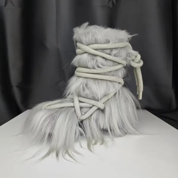 Design Fur Wrap Boots White Ankle Boots - 22