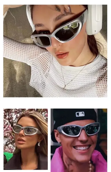 Balenciaga Silver Metallic Wraparound Sunglasses Eyewear - 9