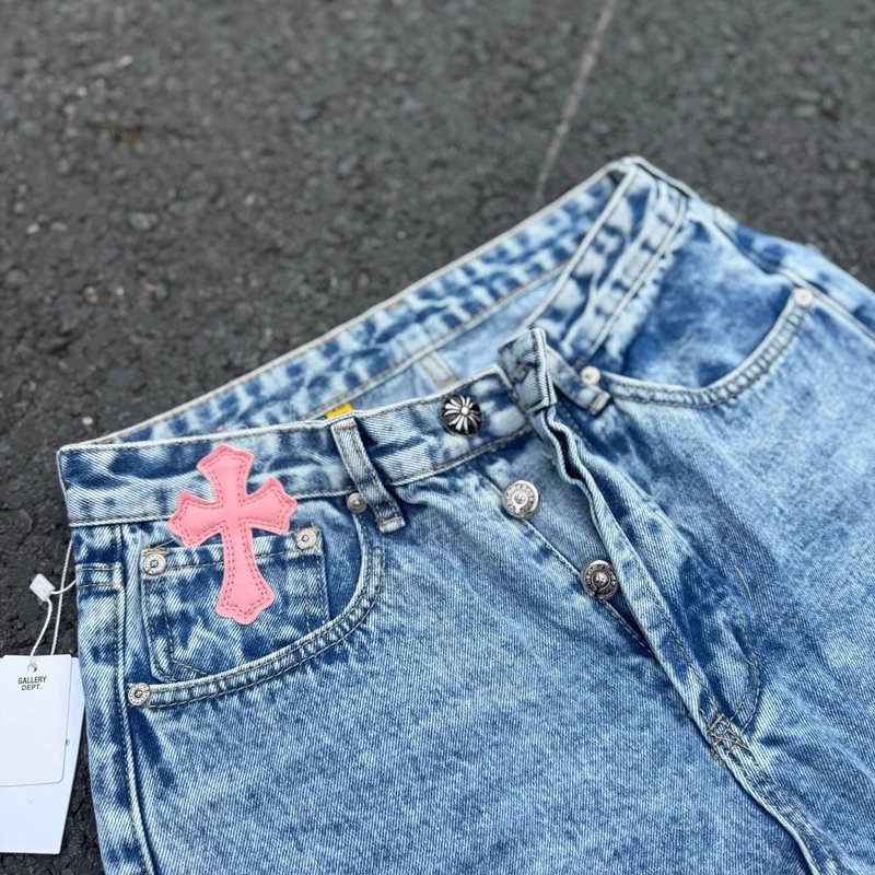 Design Cross-Embroidered Flared Jeans Multicolor - 7