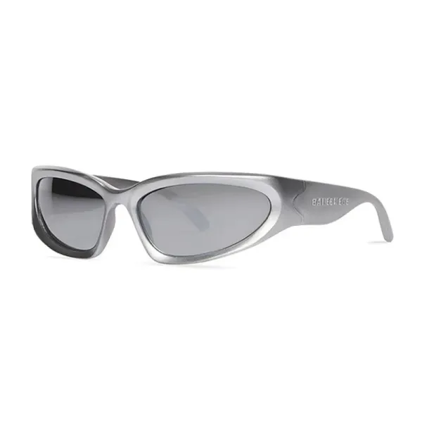 Balenciaga Silver Metallic Wraparound Sunglasses Eyewear - 1