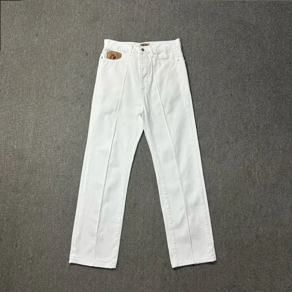 Denim Tears White Pleated Straight-Leg Jeans - 1
