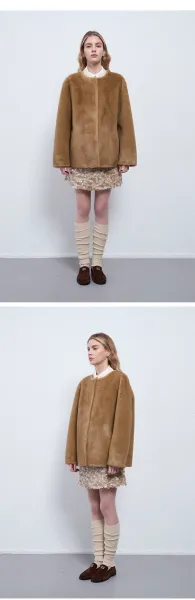 Design Faux Fur Coat Brown Outerwear - 9