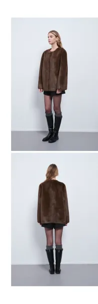 Design Faux Fur Coat Brown Outerwear - 13