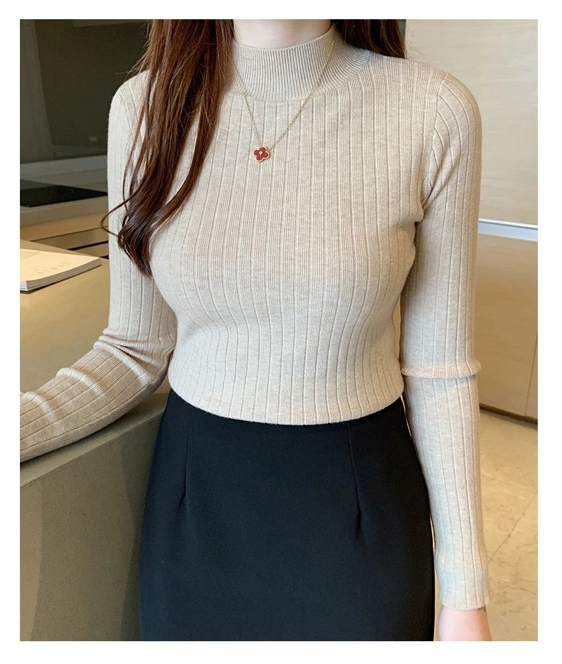 Design Ribbed Turtleneck Sweater Olive Green - 7