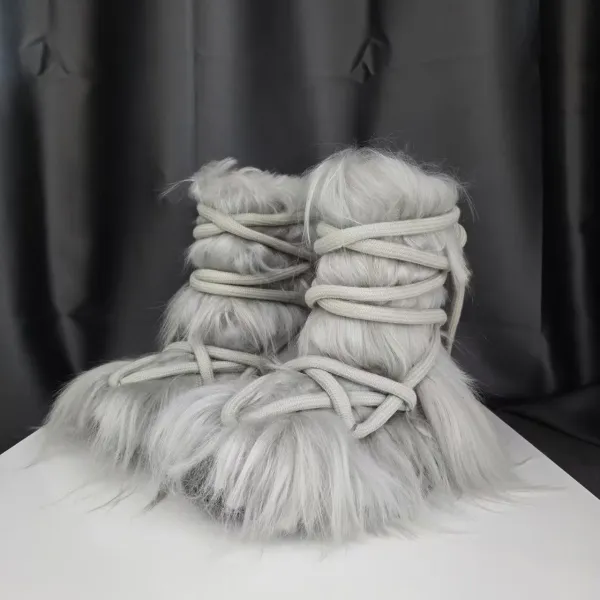 Design Fur Wrap Boots White Ankle Boots - 18