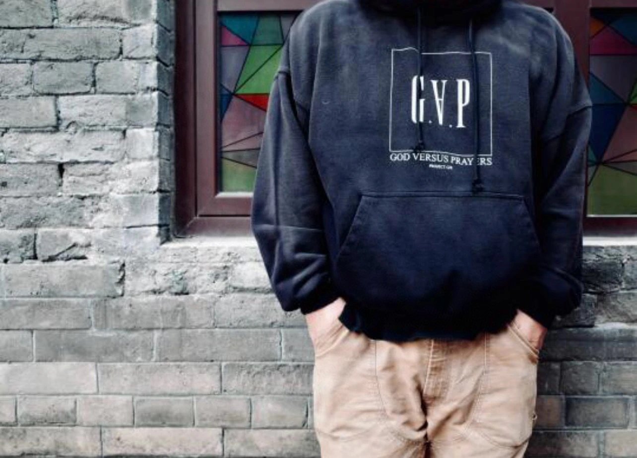 GAP x God Versus Prayers Oversized Hoodie Gray - 14