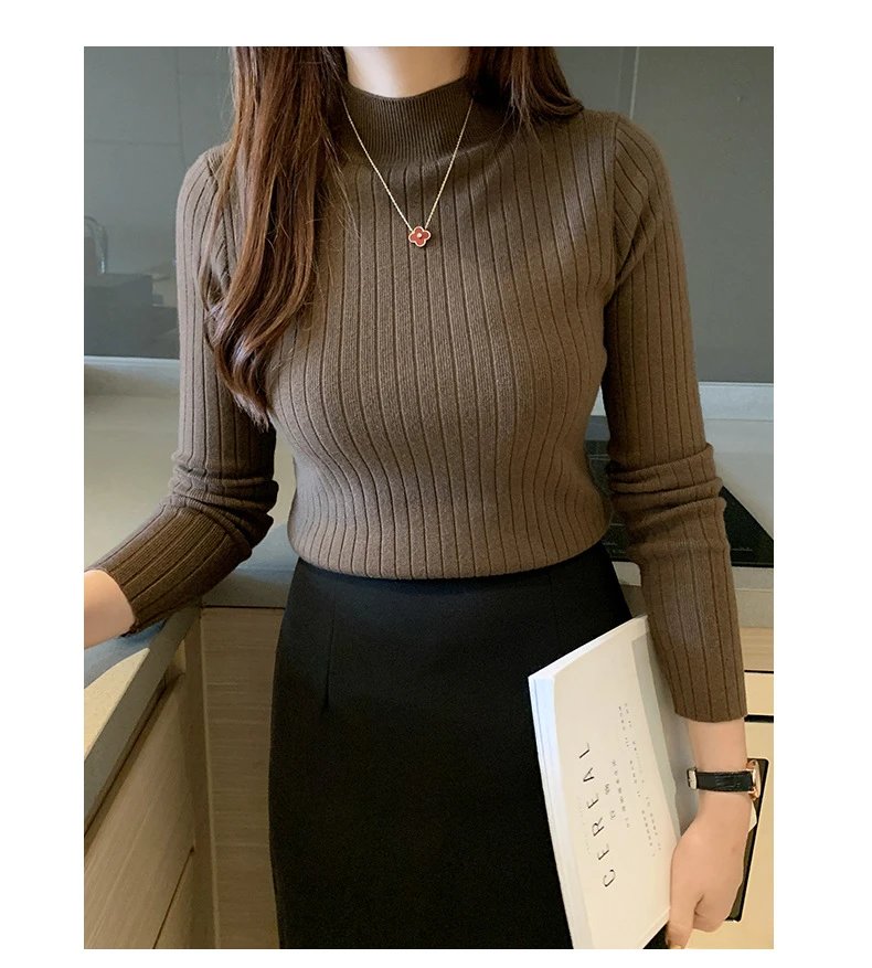 Design Ribbed Turtleneck Sweater Olive Green - 17