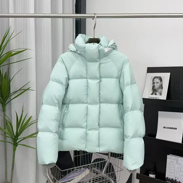 Design Down Jacket in Dusty Pink with Hood and Zippered Front Outerwear.down Jacket - 5