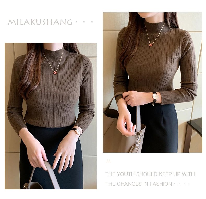 Design Ribbed Turtleneck Sweater Olive Green - 19