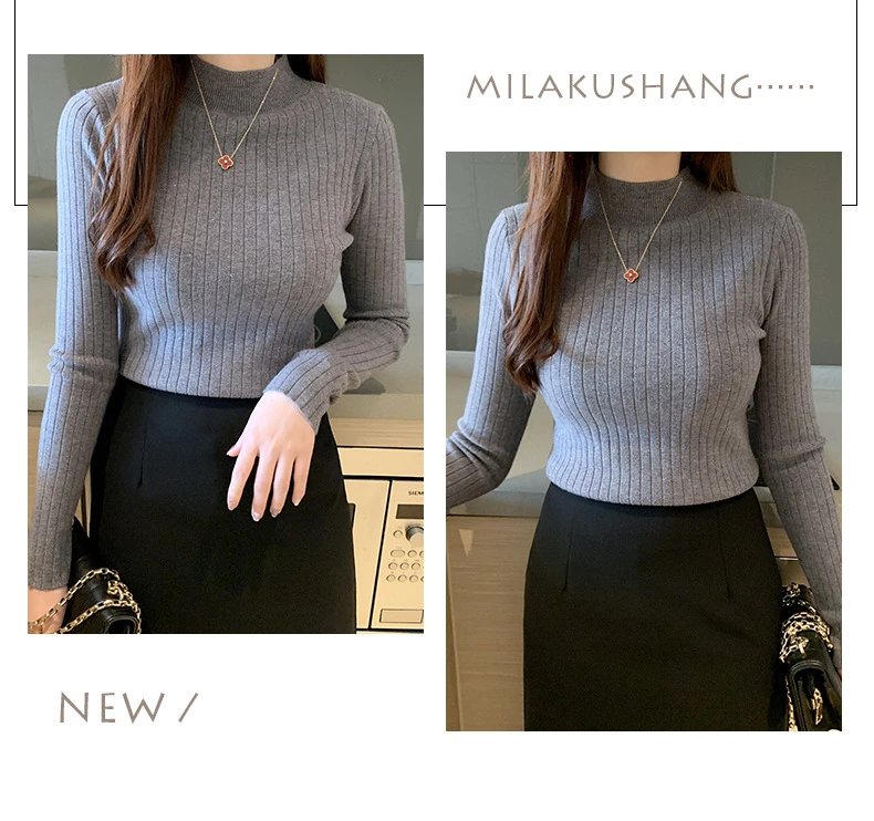 Design Ribbed Turtleneck Sweater Olive Green - 22