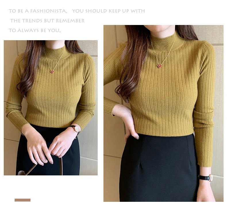Design Ribbed Turtleneck Sweater Olive Green - 28