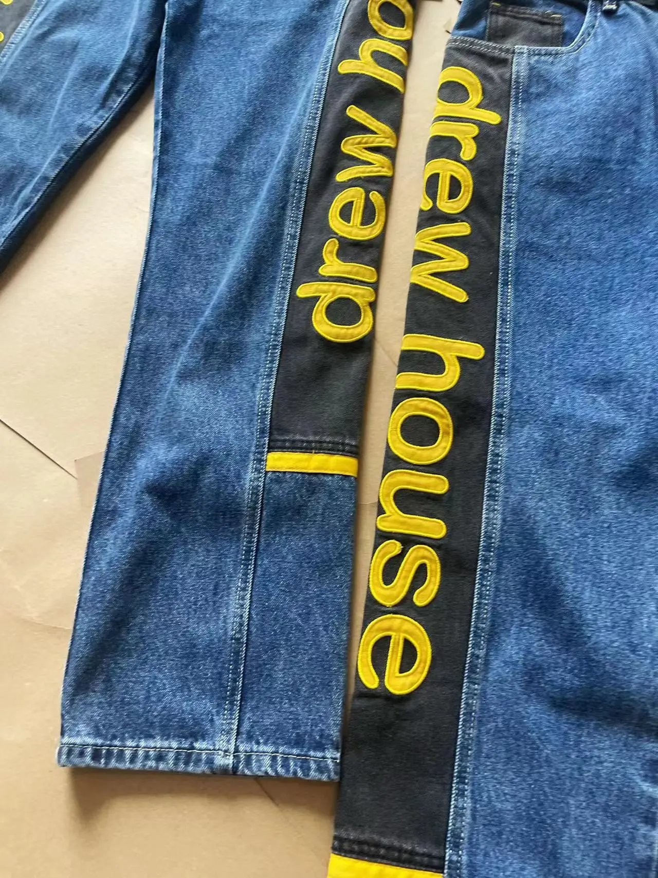Drew House Logo Stripe Straight Leg Jeans Blue - 5