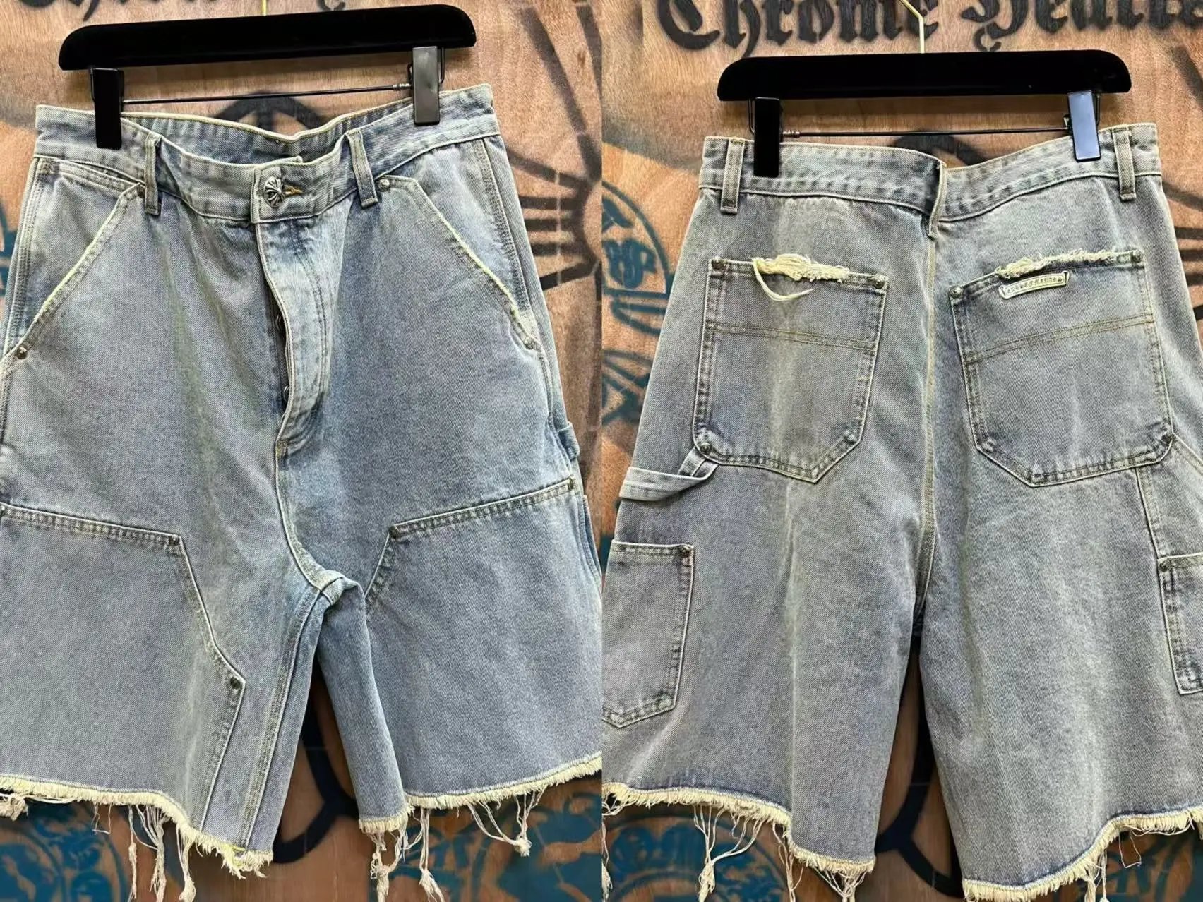 Chrome Hearts Cross-Embellished Distressed Denim Shorts - 14