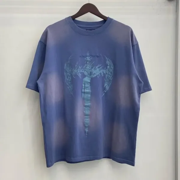 Design Adam Swoon Project Graphic Tie-Dye T-Shirt Blue Tops.t Shirts - 1