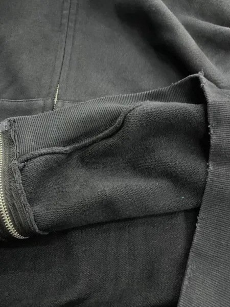Design Distressed Oversized Zip-Up Hoodie Black - 21