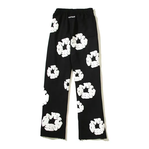 Design Scrunchie-Print Wide-Leg Sweatpants Gray - 15