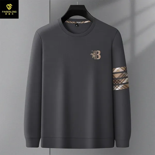 Design PAISENLONG Graphic Logo Long Sleeve Crewneck Gray Sweatshirt Sweater - 1